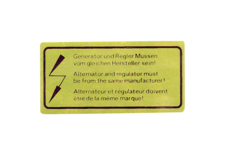 ALTERNATOR SIGN decal sticker 911 914-6