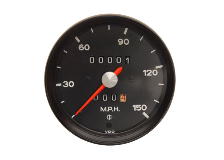 Rebuilt SPEEDOMETER GAUGE with Silver center, 150 MPH; 914; 1974-76 price dependent on condition of your gauge