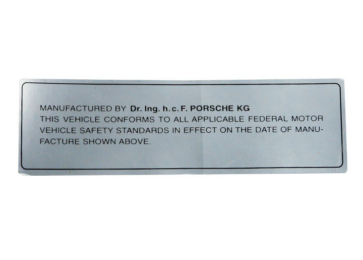 DOOR JAMB compliance dot STICKER DECAL; 914-6 1970-71