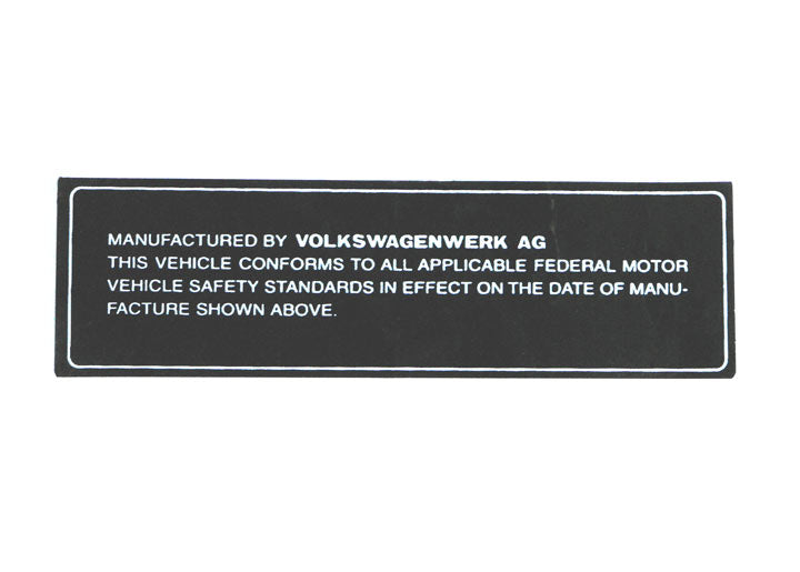1970--1972 914 DOOR JAMB compliance dot STICKER DECAL
