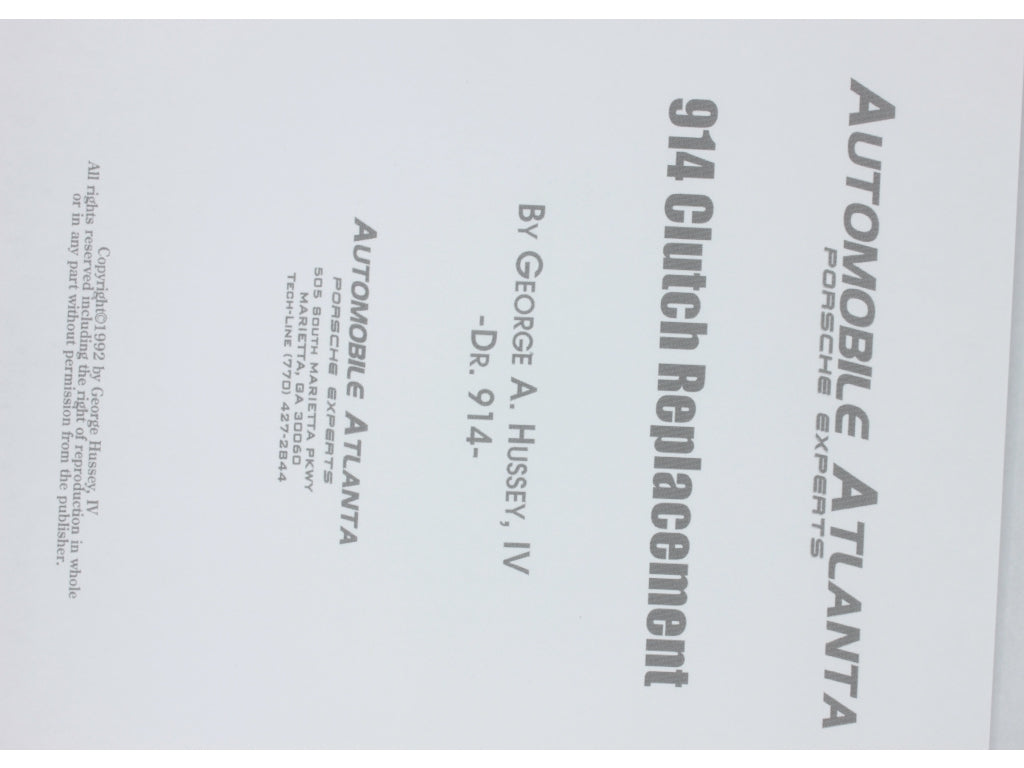 CLUTCH INSTALLATION MANUAL; 914