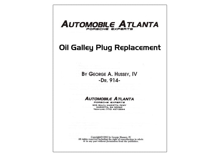 OIL GALLEY PLUG REPLACEMENT Guide
