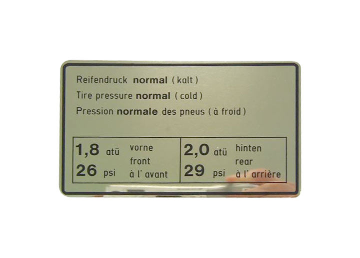 TIRE PRESSURE SIGN