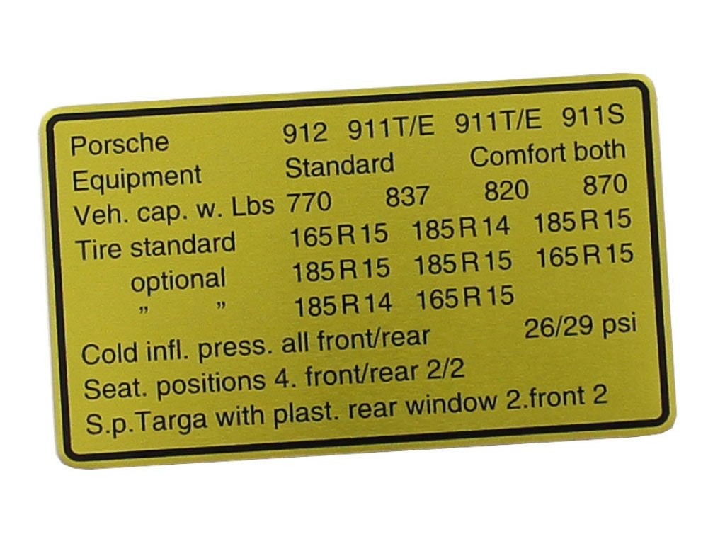 TIRE PRESSURE SIGN