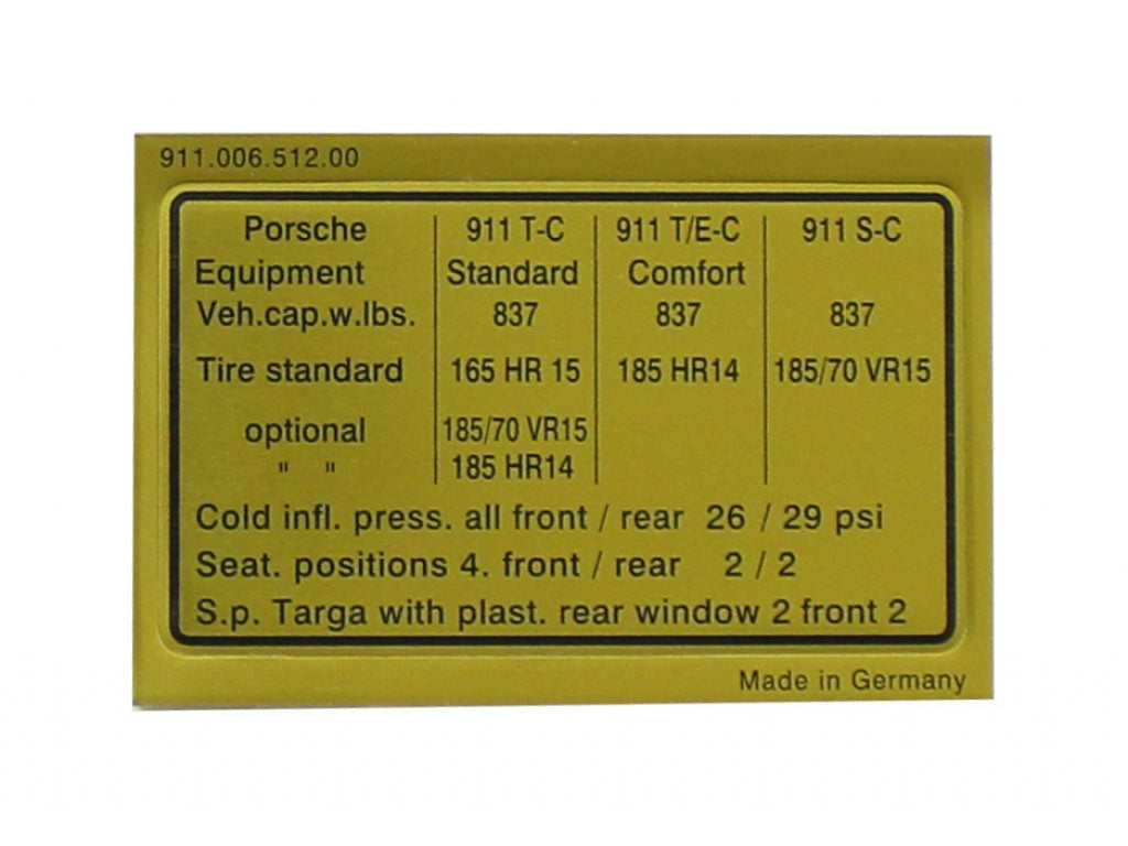 TIRE PRESSURE SIGN