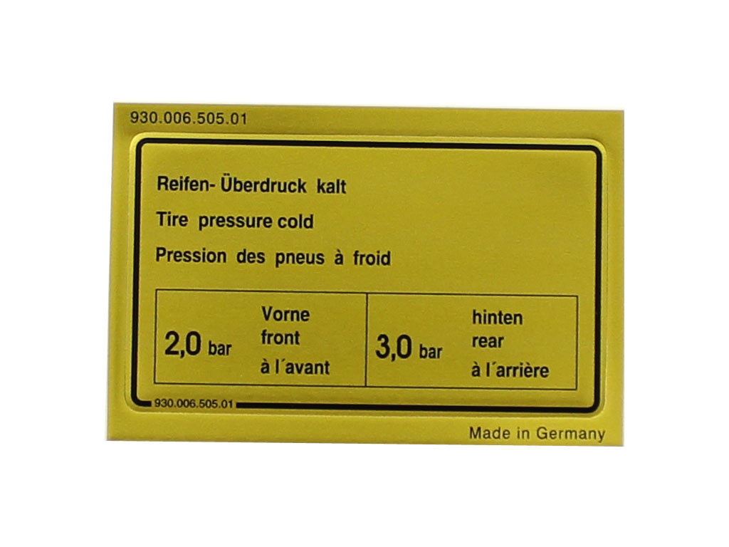 TIRE PRESSURE SIGN