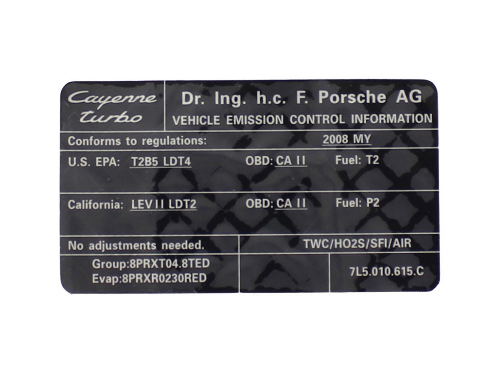 STICKER, ENGINE SPEC