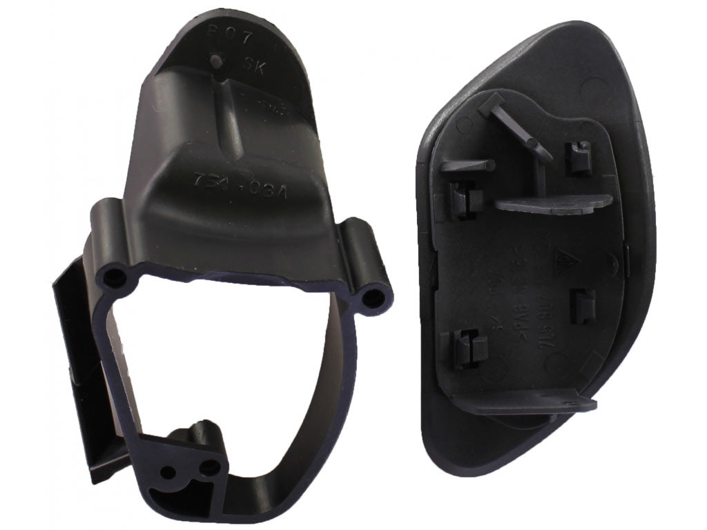 WASHER NOZZLE TRIM - prime coated comprising: spacer hinge mounting adhesive tape