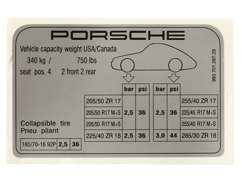 DECAL-TIRE PRESSURE