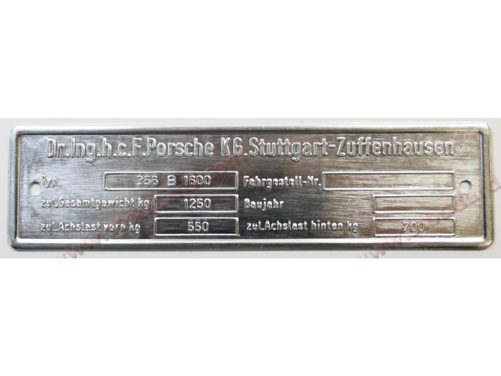 Chassis Identification Plate For 356 B 1600 Heizeinrichtung (Heating Device) Type Is Blank