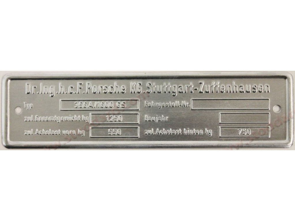 Chassis Identification Tag 356A 1600GS