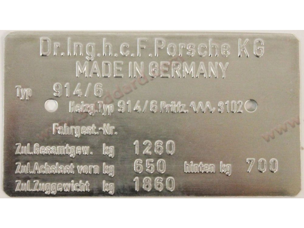 Chassis Identification Tag 914-6