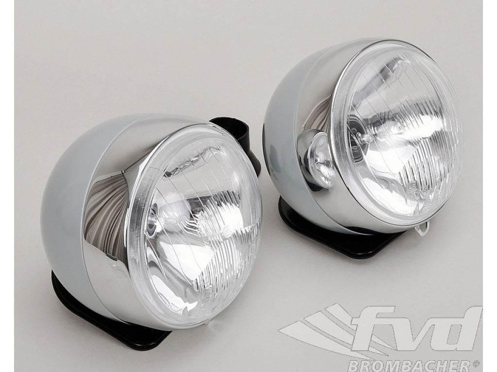 Cibie cover headlights (Set) 160mm in grey covers, chrome ring