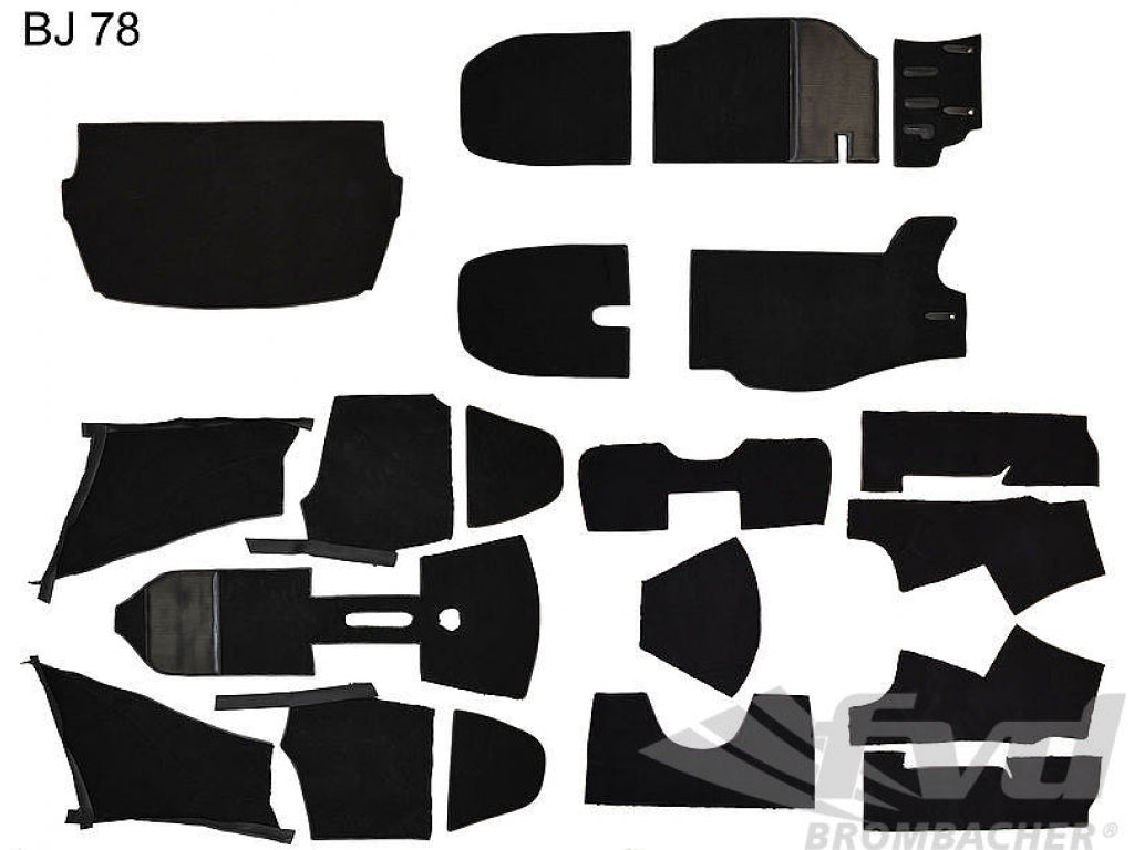 Carpet Set 911 74-86 RS / RS Tribute - Black - Fine Velour - w/ Front Floormats