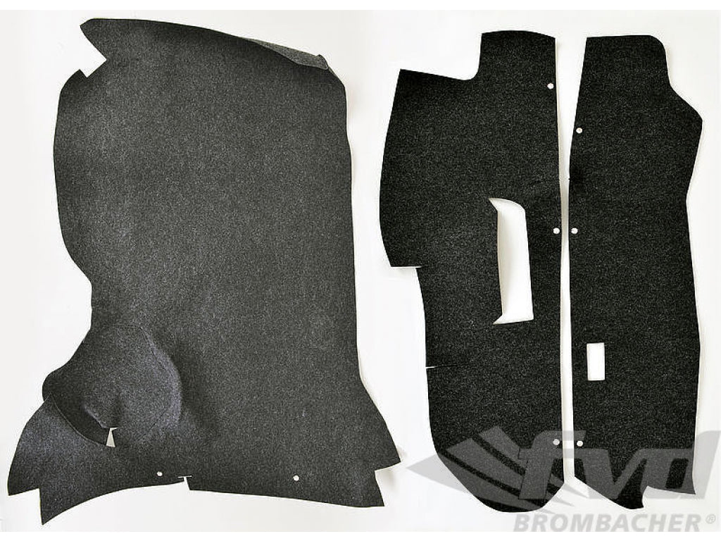 Trunk Carpet Set 911 / 930 1977-86 - Perlon - Grey / Black - for Cars with Brake Booster