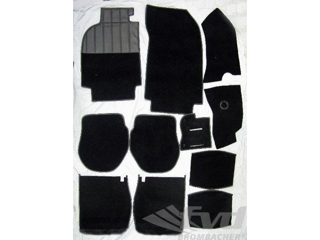 Carpet Set 993 - Complete - Black - Coupe and Targa - Fine Velour - Without Sound Package