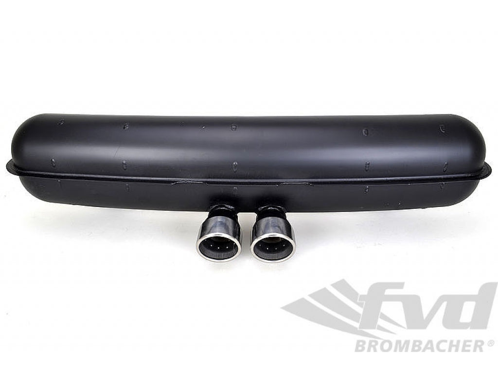 Sport Muffler Steel Export, 2 In X 2 Out (center exit), 76mm Tips