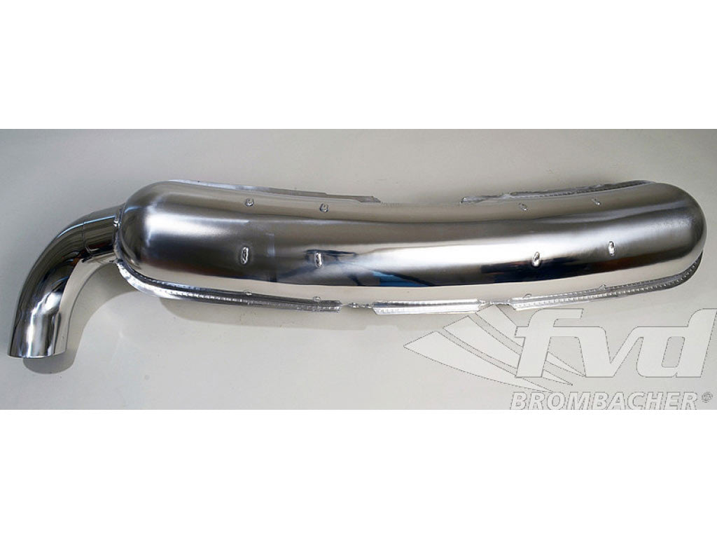 Sport Muffler Stainless Steel Export, 2 In x 1 Out, Single 84 mm Tip