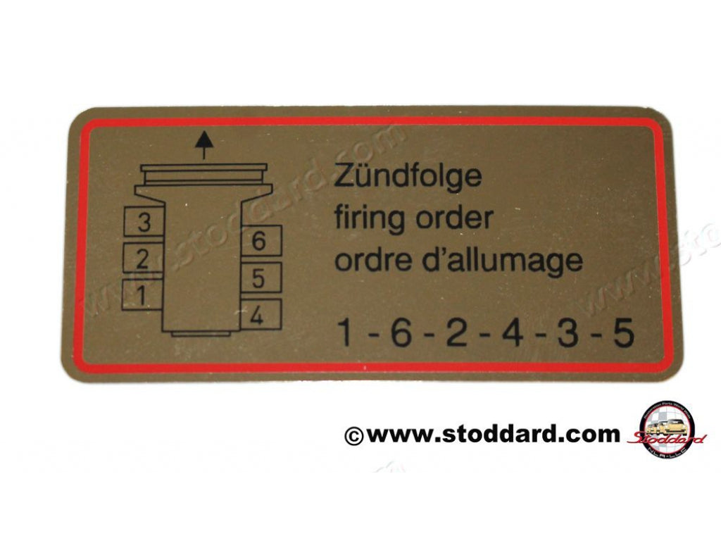 Firing Order Decal, Red Border For 911 1965-1968. 90100650200