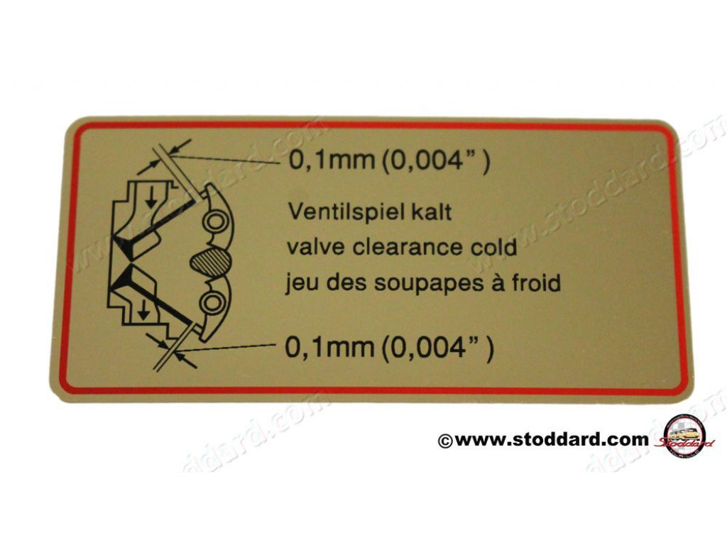 Valve Clearance Decal, Red Border