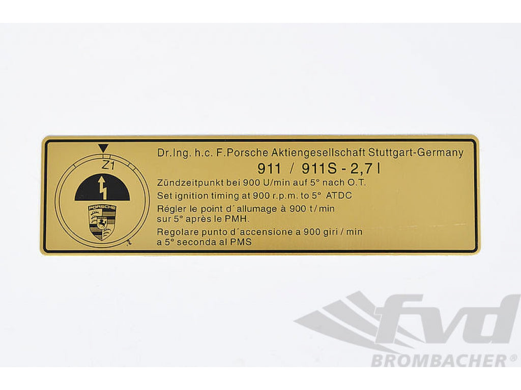 Sticker - Ignition Timing 911 1974-75