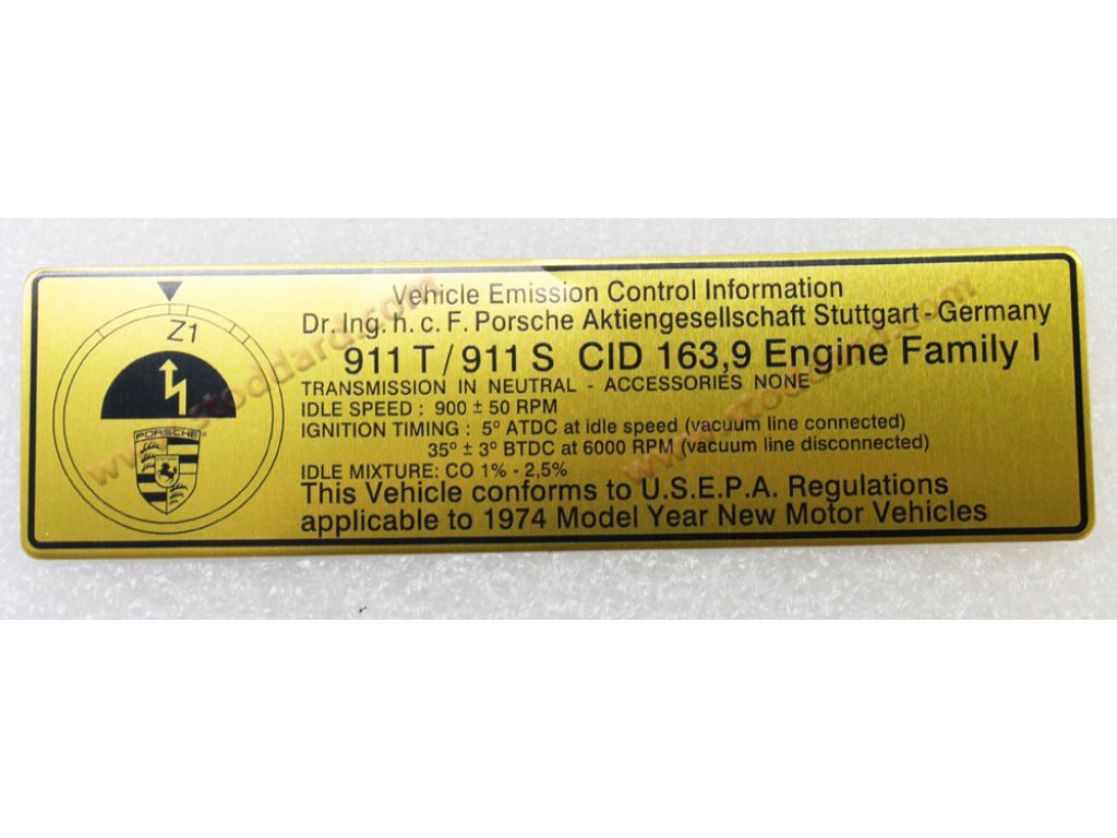 Exhaust Adjustment Decal 911 1974-77