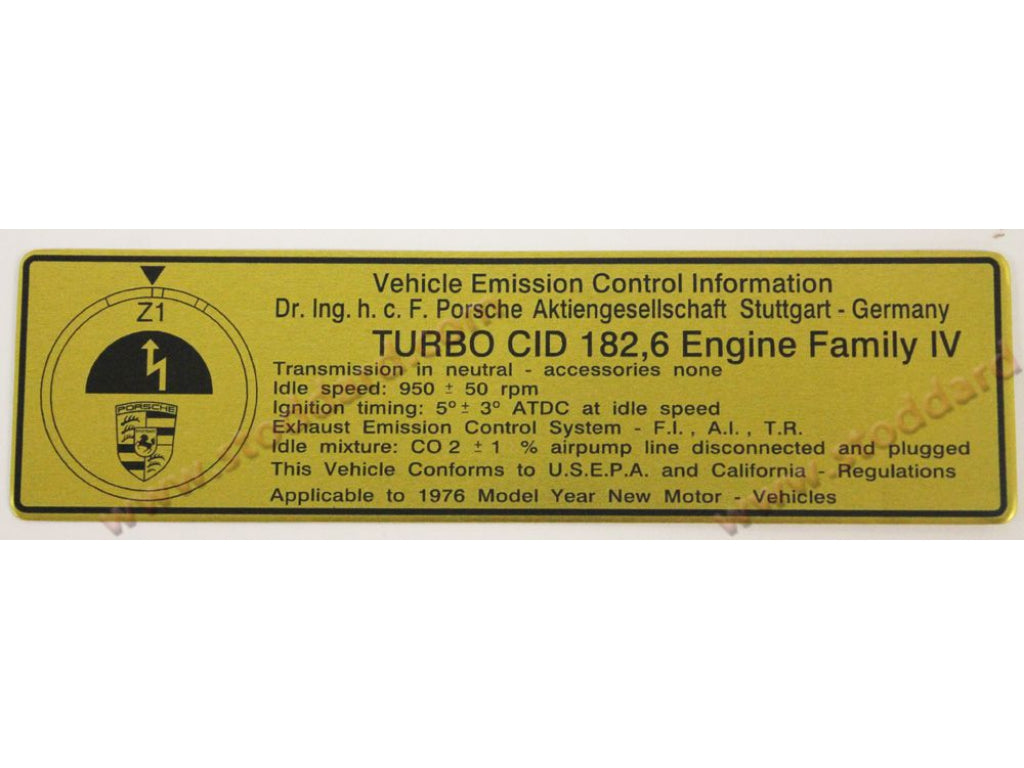 Ignition Timing and Emissions Decal Sticker 930 1975-77