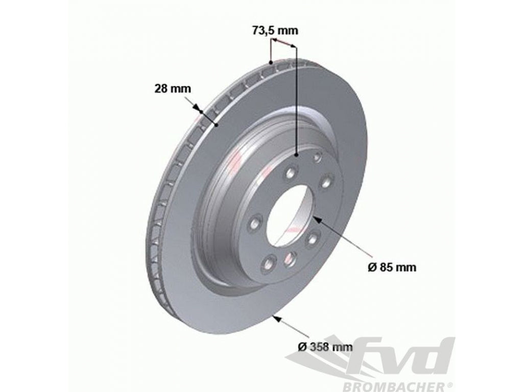 Brake disc rear 955/957/958 Turbo/S, 358x28mm externally vented