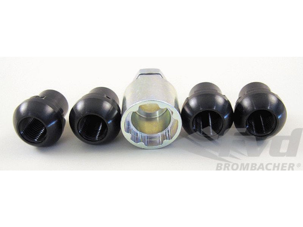 Wheel Nut and Lock Set 911 / 944 / 928 / 964 / 993 - Black - Genuine