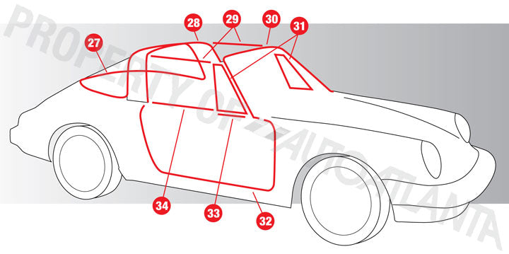 Cabriolet Left Outer Top Side Seal (29 in Diagram)