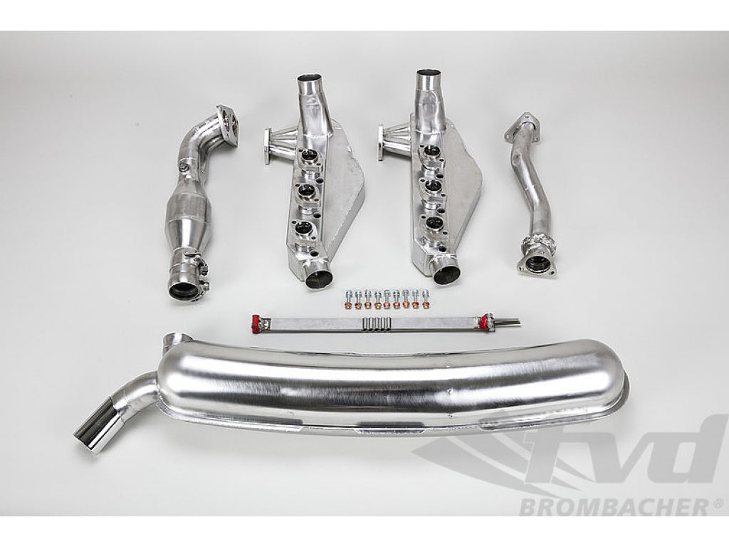 Brombacher Exhaust System 911 3.2 L 1974-89 - Sport - With Heat - 100 Cell Cat - Single o 2.5 Tip