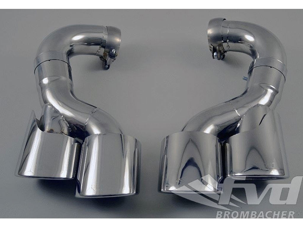 Exhaust Tips 957 S / GTS Brombacher (2 x 80x100 mm) Stainless Steel