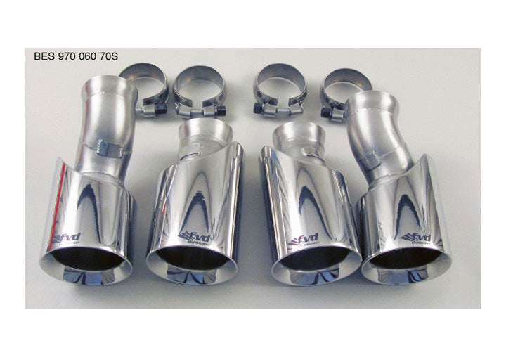 M&M Exhaust Tips Panamera V6 Stainless Steel, Dual, Round 4x100mm