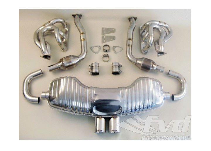 Exhaust System Brombacher 987/S Boxster, Sound Version, 200 Cell Cats , Tips 2x90