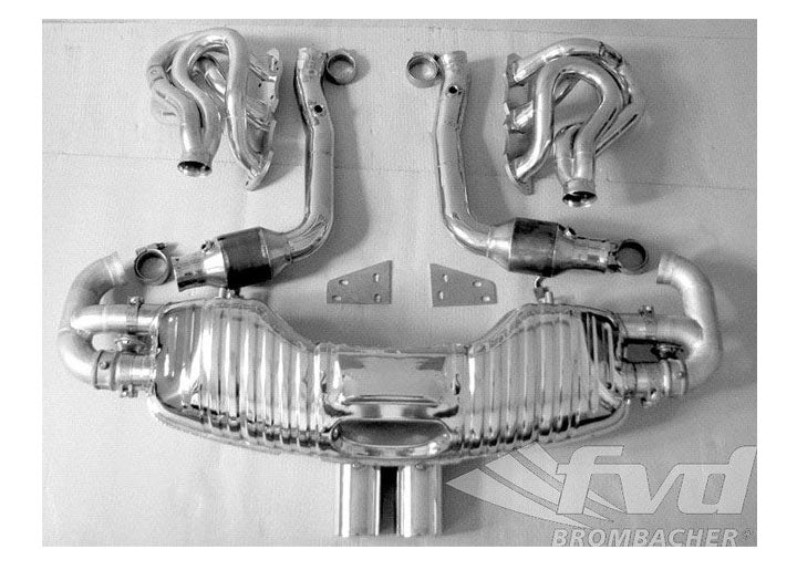 Exhaust System Brombacher 987-2/S Boxster, Sound Switch, 200 Cell Cats , Tips 2x90mm