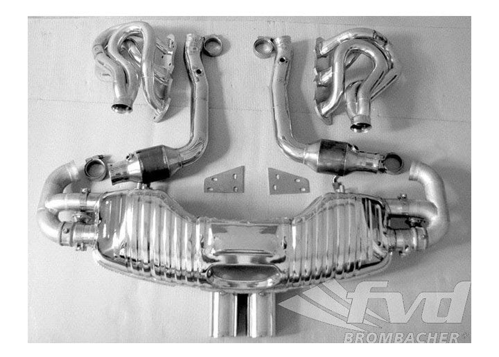 Exhaust System (With Valves) 987-2 Cayman BROMBACHER Stainless Steel, 200 Cell Cats , Tips 2x90mm