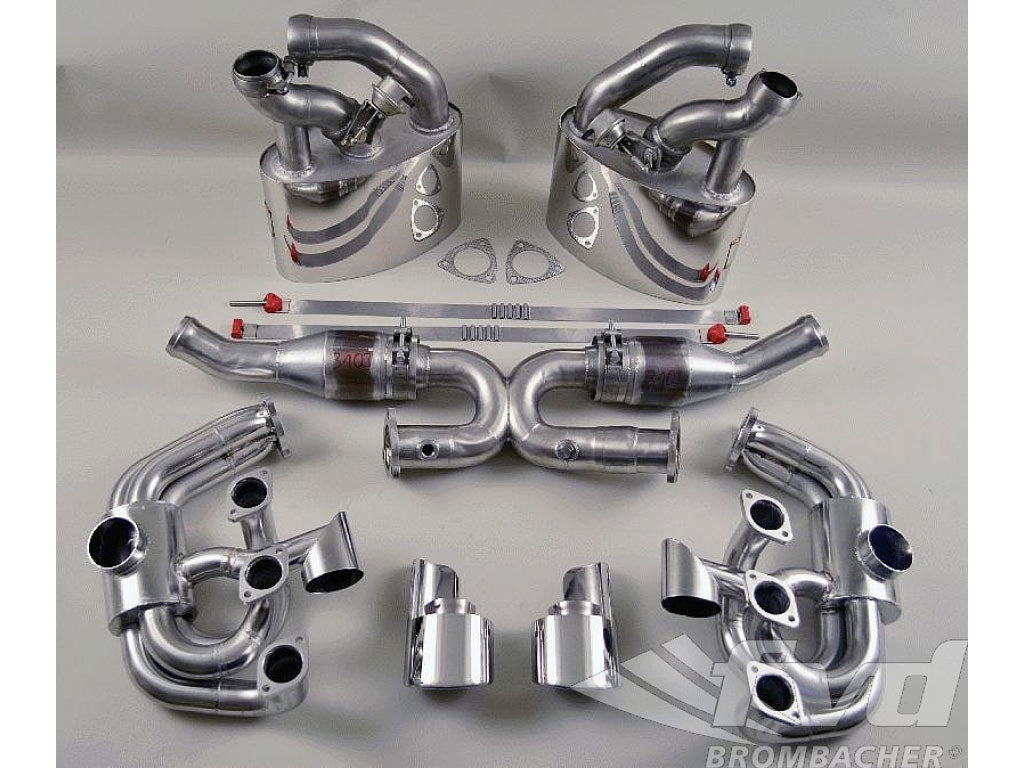 Exhaust System 993 Brombacher (Sound Version), 100 Cell Cats, Dual 3.5 (90mm) Tips