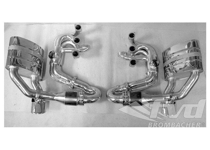 Exhaust System 993 Brombacher (Sound Version), Stainless Steel, 100 Cell Cats, 2x90mm Oval Tips