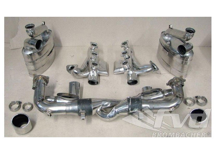 Exhaust System 993TT Brombacher (Sound Version), Stainless Steel, 200 Cell Cats, 2x90mm Oval Tips