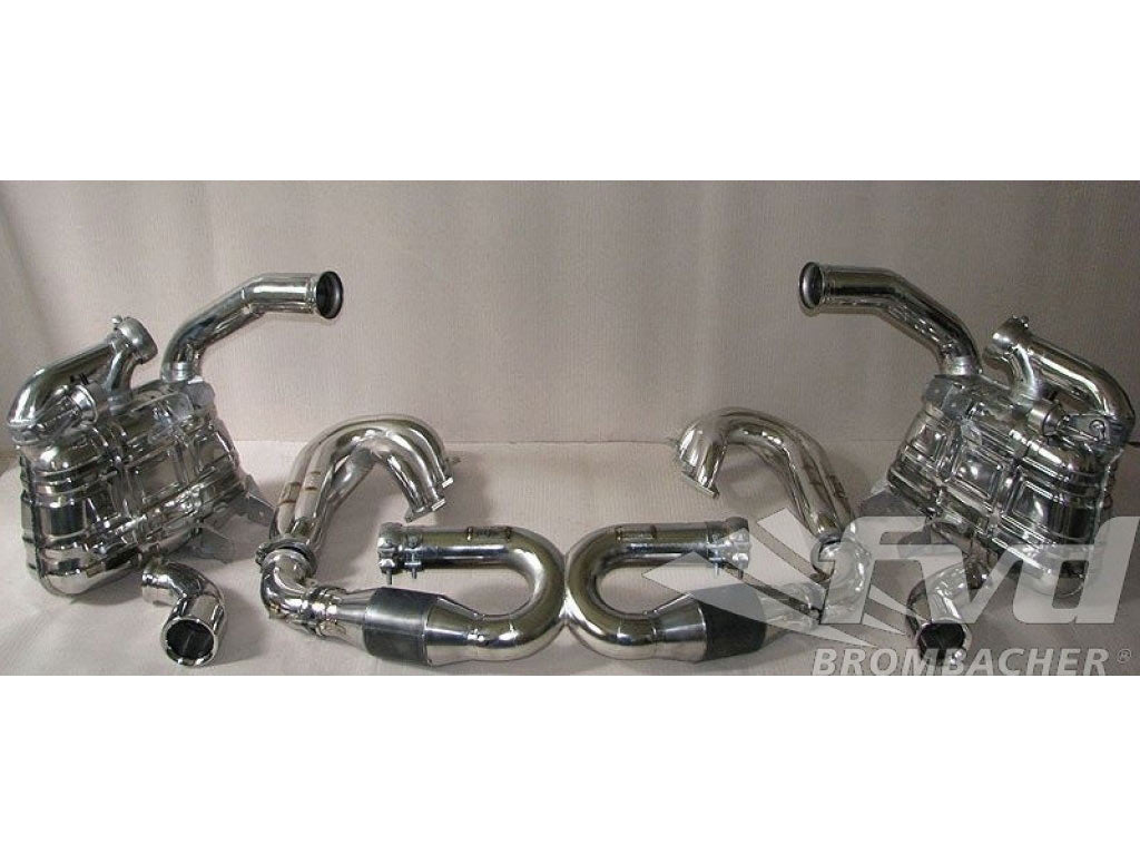 Exhaust System with Valves for 996 GT3 MK1 Brombacher GT (Sound Version), Stainless, 200 Cell Cats