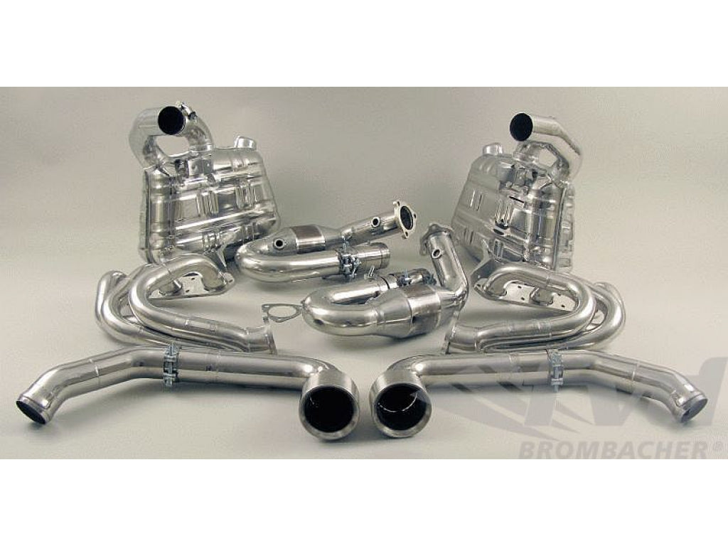 Valved Exhaust System, 997.1 Brombacher with 200 Cell Cats, Center Outlet 4 (100mm) Tips