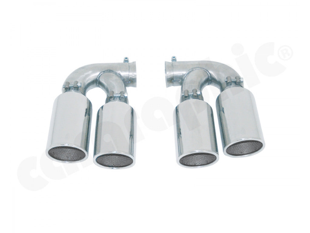 Cargraphic Tailpipe Set Double End Polished 4x100mm Round|Fully Adjustable
