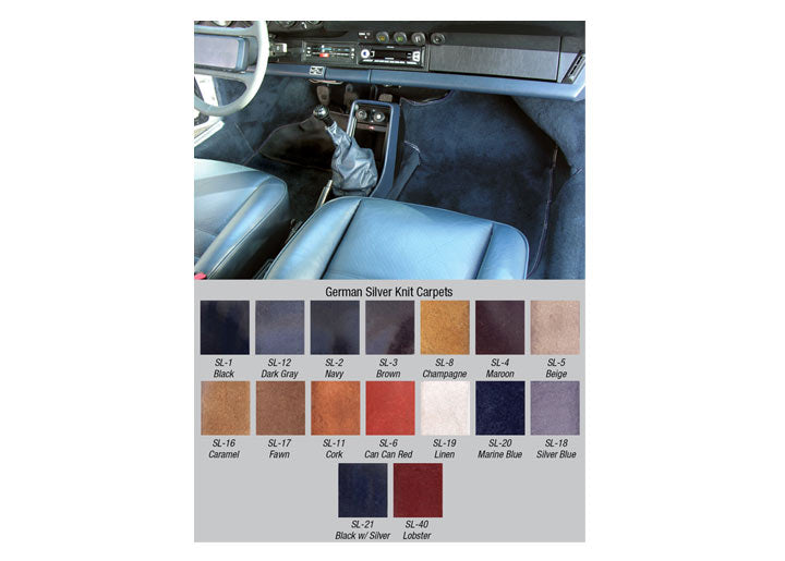 GERMAN silver knit CARPET KIT: 1974-77 911, 912 COUPE/TARGA, 912E
