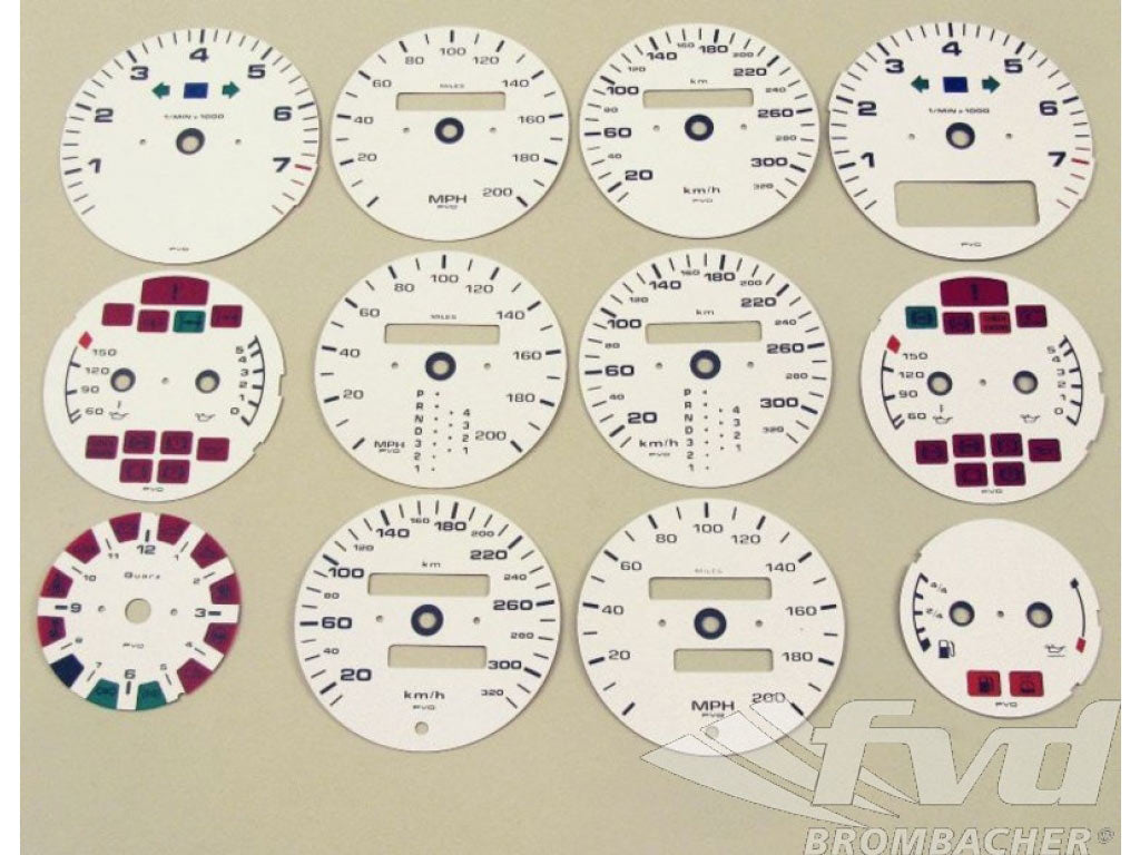 Gauge faces 965/993/white (ONLY for TURBO) kmh/mph