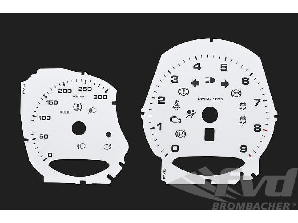 Instrument Face Set 981 - S Model - White - Manual - 300 KPH