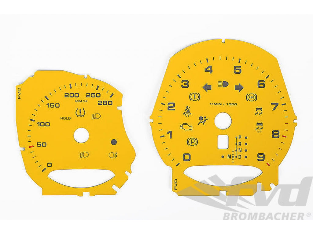 Instrument Face Set 981 - Base Model - Racing Yellow - PDK - KPH - 280 KPH