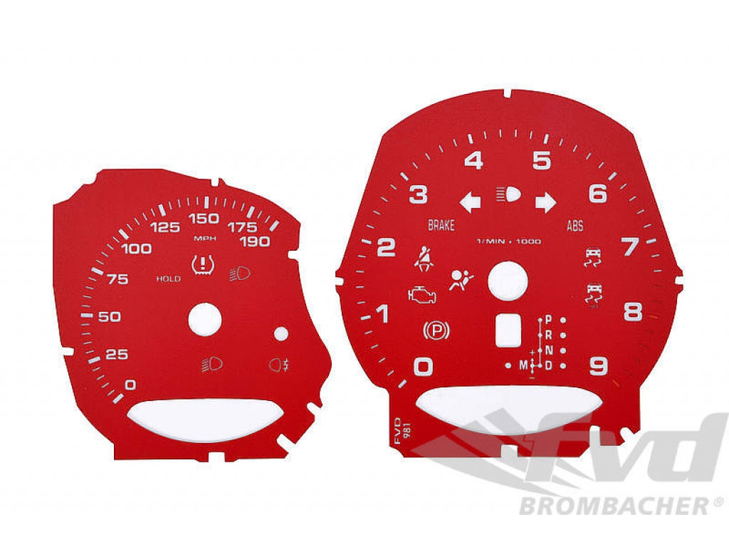Instrument Face Set 981 - S Model - Guards Red - PDK - MPH - 190 MPH