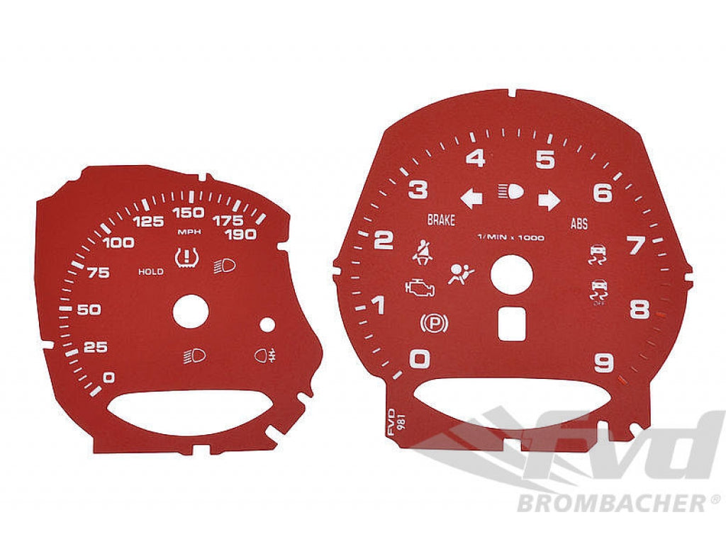 Instrument Face Set 981 - S Model - Guards Red - Manual - MPH - 190 MPH