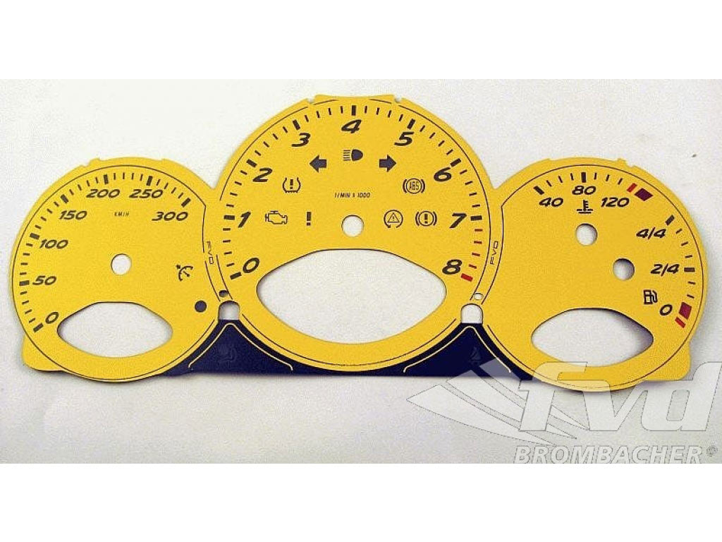 Gauge Faces Speed Yellow 987,987C - KPH - Manual