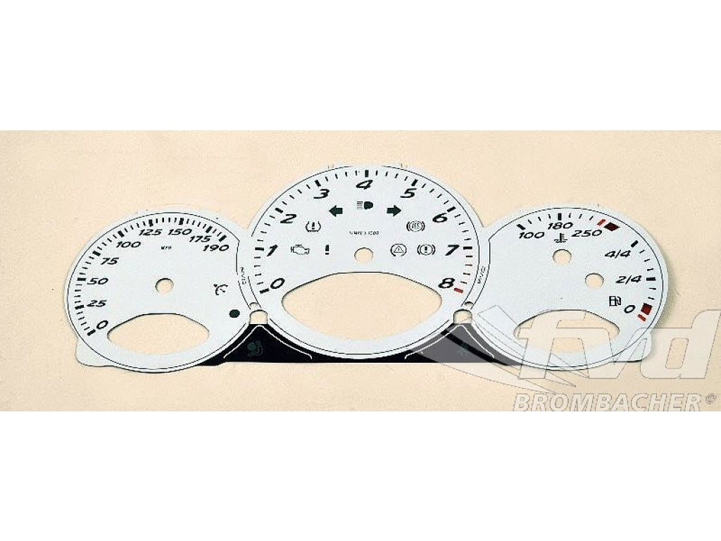 Gauge Faces White 987 S 190 MPH - Manual